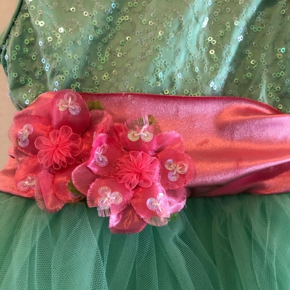 Dance Halloween Costume Mint Green and Pink Girls Size X-Small - Picture 7 of 8